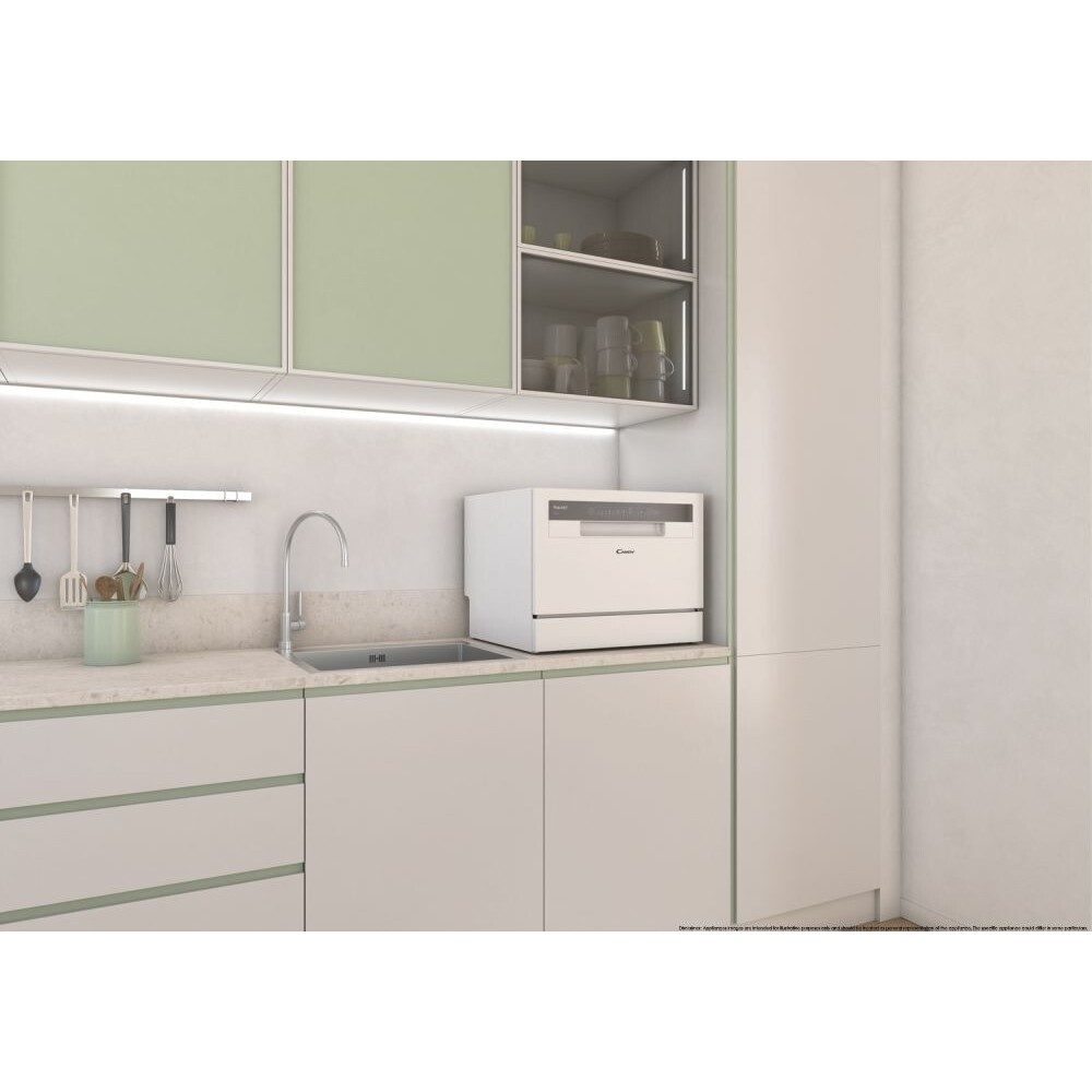 Lavastoviglie Compatta da Appoggio Libera Installazione 6 Coperti Classe E 5 Programmi 55 cm Candy CP 6E51LW - immagine 4