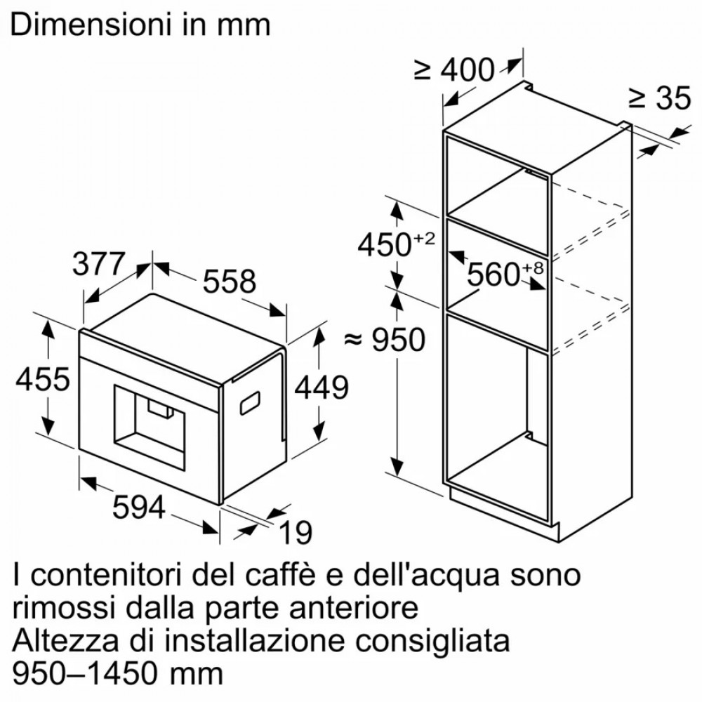 Siemens CT718L1B0 IQ700 Macchina da Caffè Espresso Automatica da Incasso 60 cm Nera - Display TFT - Home Connect - immagine 2