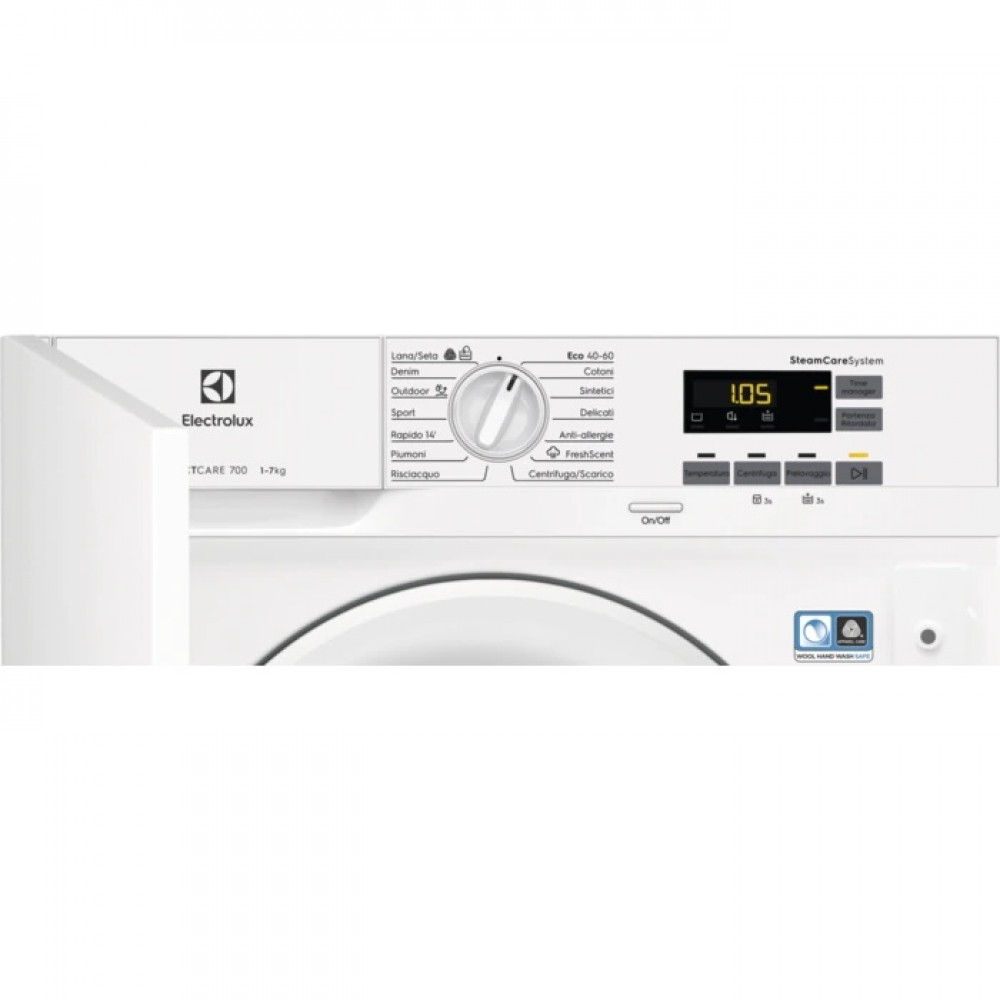 Lavatrice da incasso SensiCare System tecnologia VaporePRO Lavaggio 7 Kg classe D 1200 giri Vapore PerfectCare 700 Electrolux EW7F472WBI - EW7F472BI - immagine 3