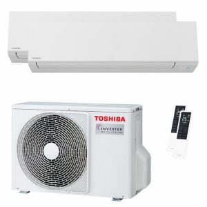 Condizionatore Toshiba SHORAI Edge White dual split 5000+5000 BTU inverter A++ wifi unità esterna 3.3 kW