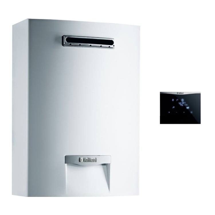 Scaldabagno istantaneo a gas Vaillant Outsidemag tipo A elettronico 128/1-5 RT camera stagna per esterni 12 l/min metano