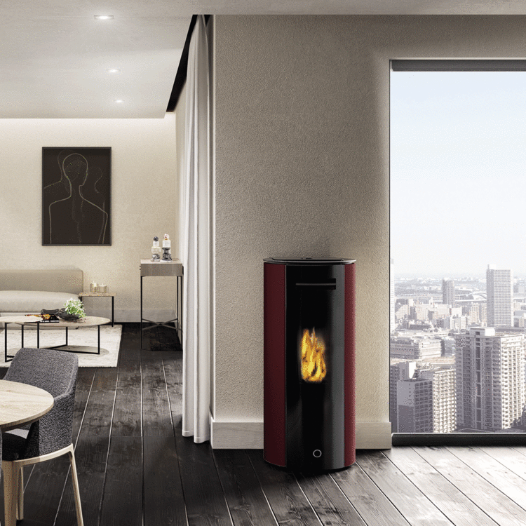 Stufa a pellet EK63 SPY110+ - gruppo Edilkamin - 10,5 kW ad aria canalizzata Bordeaux - immagine 2