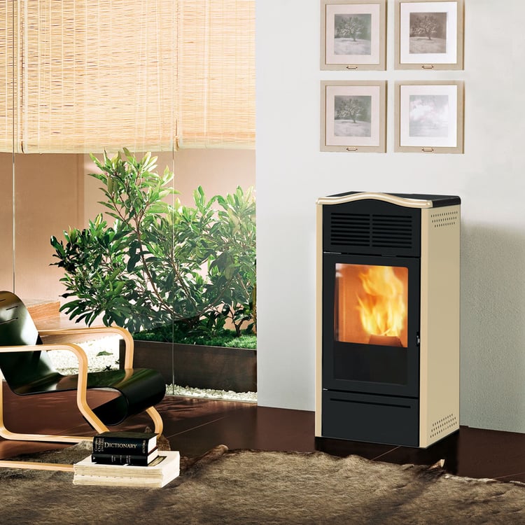 Stufa a pellet Italiana Camini Piro2 7 kW ad aria beige - immagine 2