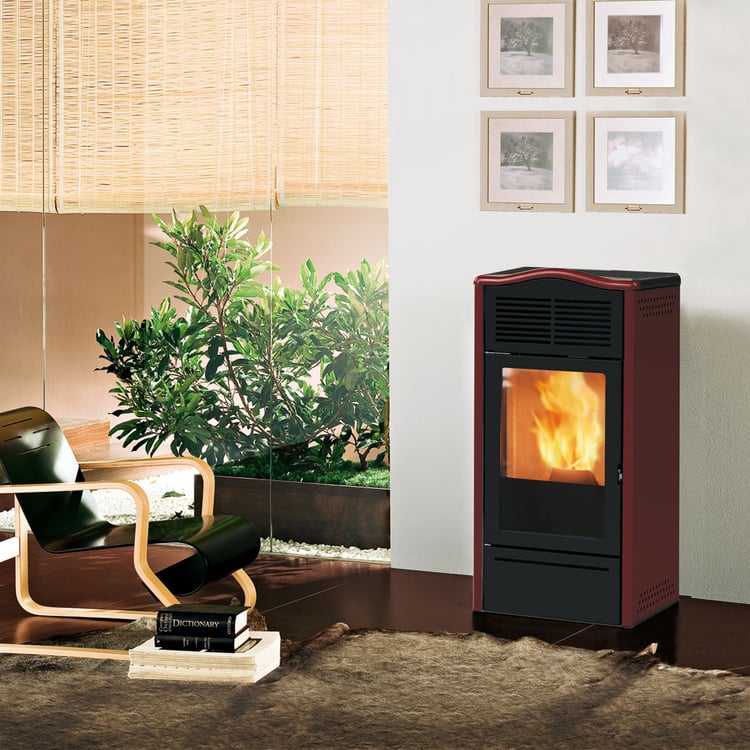 Stufa a pellet Italiana Camini Piro2 7 kW ad aria bordeaux - immagine 2