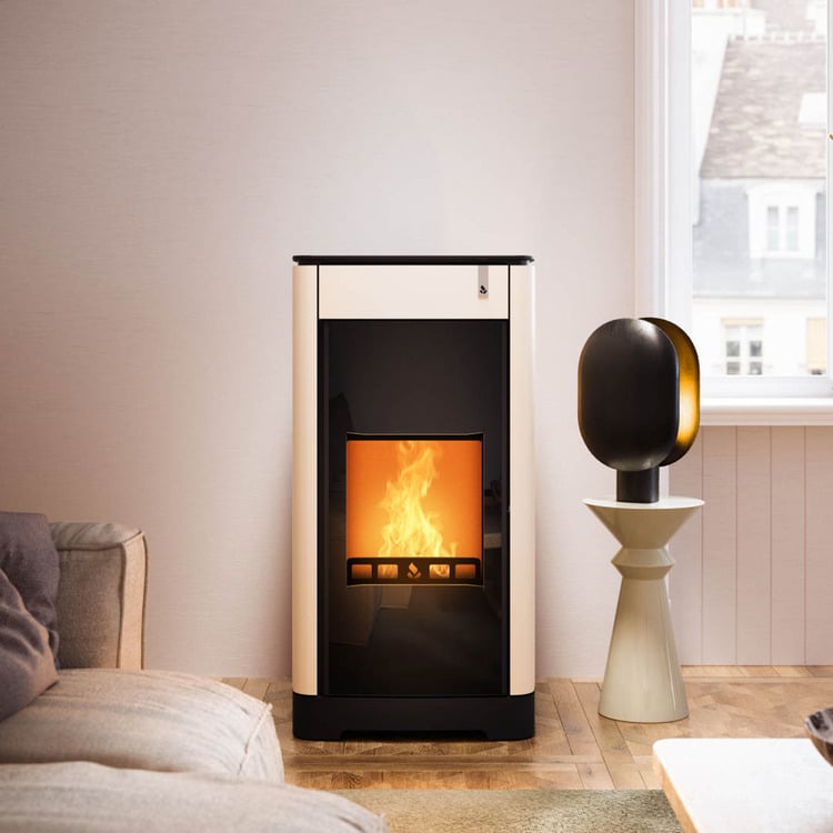 Stufa policombustibile Girolami Furni 22 avorio 21 kW idro + kit acs - immagine 3