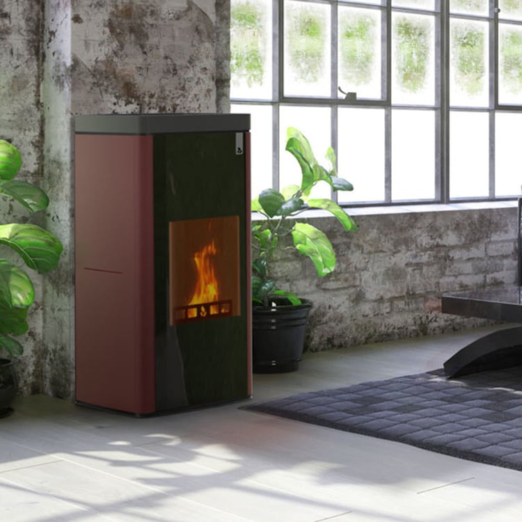 Stufa policombustibile Girolami Soft 14 bordeaux 15 kW idro + kit acs - immagine 3