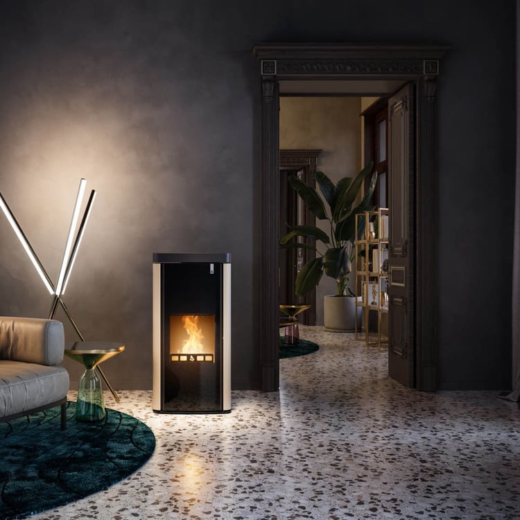 Stufa policombustibile Girolami Soft 18 avorio 17 kW idro + kit acs - immagine 5