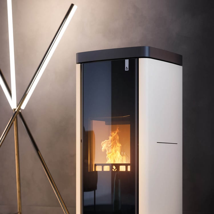 Stufa policombustibile Girolami Soft 18 avorio 17 kW idro + kit acs - immagine 4